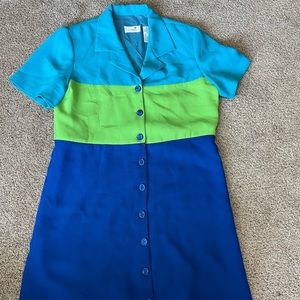 Liz Claiborne blue green striped dress